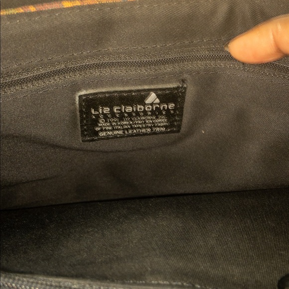 Liz Claiborne floral/leather trim purse - Picture 2 of 3